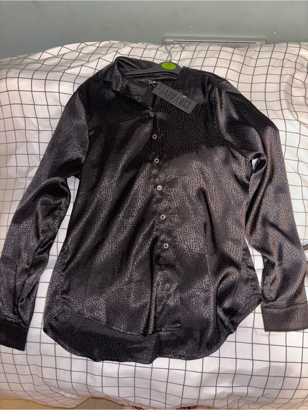 Black Satin Button-Up Shirt - Luxury Shine